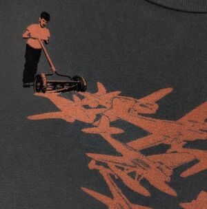 Ames Bros Boy Mowing Airplanes Men's Grey Tee Size XL
